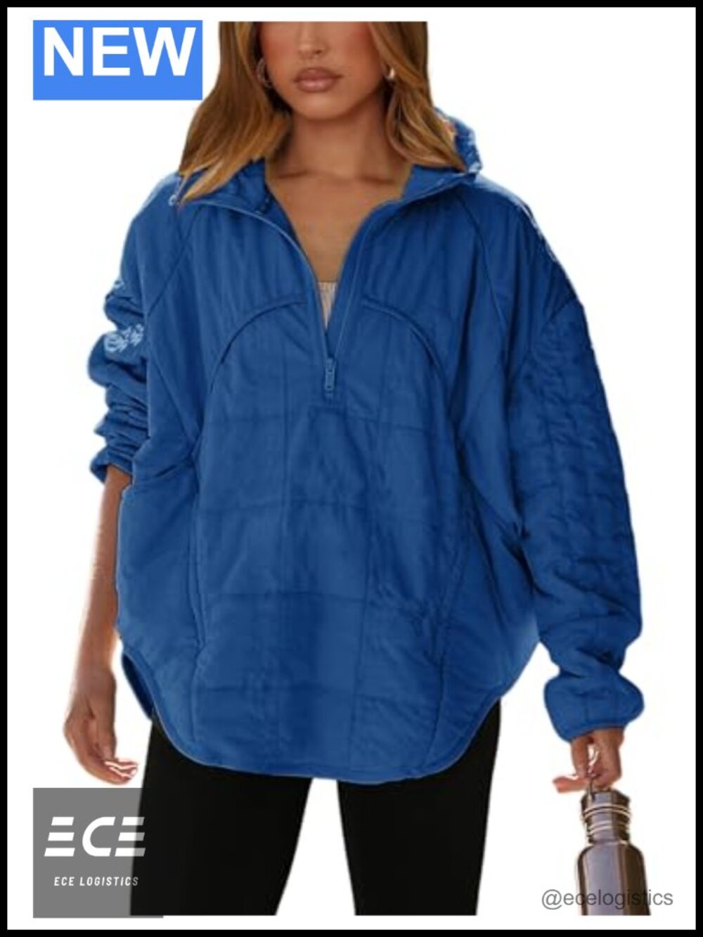Quilted Pullover Jacket Women Half Zip Up Puffer Padded Lightweight XS-2XL